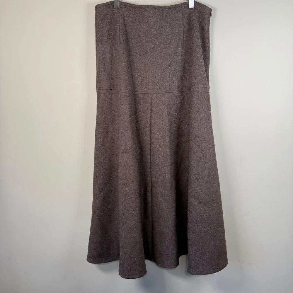 OGL NWT Brown Cash Soft FuzzLuxe Drop Waist Flared Maxi Skirt Wool Like Large - Picture 2 of 10